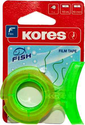 Диспенсер пластиковый Kores FISH с клейкой лентой в блистере, 19 мм х 10 м - фото 1