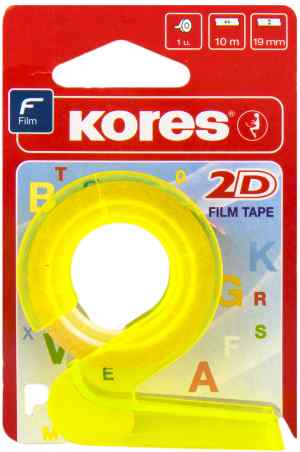 Диспенсер пластиковый Kores 2D с клейкой лентой в блистере, 19 мм х 10 м - фото 1