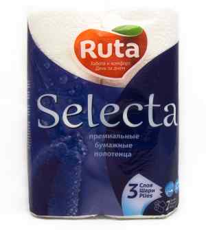 Полотенца бумажные Ruta Selecta трехслойные, белые, в рулоне 90 штук - фото 1