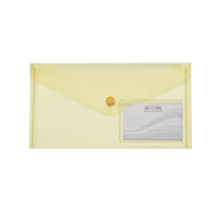 Папка-конверт на кнопке DL 240х130мм Buromax Travel  с карманом для индекса, желтая - фото 1