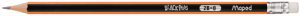 Карандаш графитовый 2В, с ластиком, Maped Black Peps	  - фото 1
