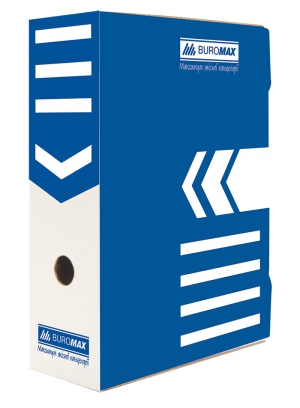 Бокс-архивный картонный, 100 мм, Buromax, синий - фото 1