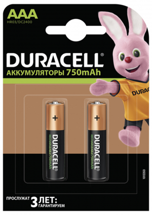 Аккумулятори Duracell HR03, ААА, 750 мА/ч, 2 штуки - фото 1