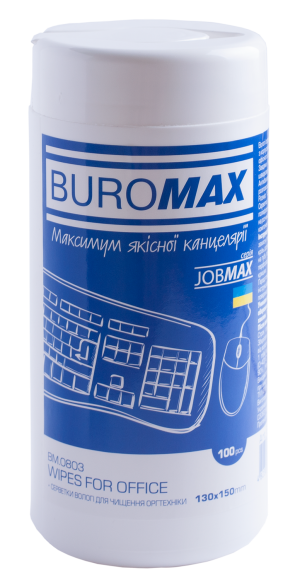 Серветки чистящі Buromax Jobmax для оргтехніки в пл.боксі, вологі, 100 шт. - фото 1