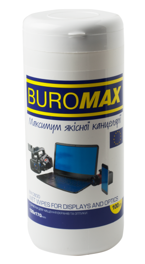 Салфетки для мониторов Buromax в плас. боксе влажные, 100 шт - фото 1