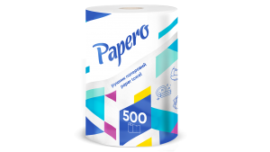 Рушник паперовий Papero, двошаровий, білий, 500 арк, 1 рул. - фото 1