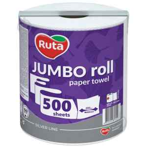 Рушники паперові Ruta Jambo двошарові, білі в рулоні 500 штук - фото 1