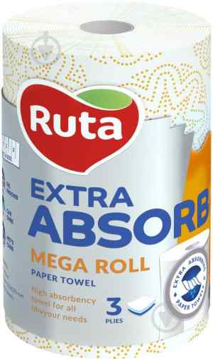 Рушники паперові Ruta Selecta Mega rol тришарові, білі 175 штук - фото 1