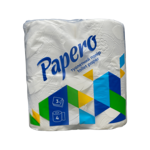 Туалетний папір Papero, білий, 3-х шаровий, 4 шт, - фото 1