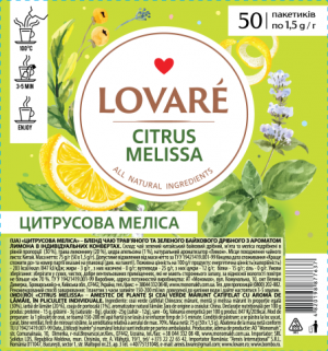 Чай бленд травяного и зеленого 50 пак, Citrus Melissa LOVARE	 - фото 1