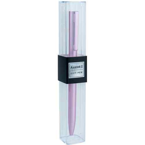 Ручка шариковая поворотный корпус Axent Partner 0.7 мм, металлическая розовая, пишет синим-фото3