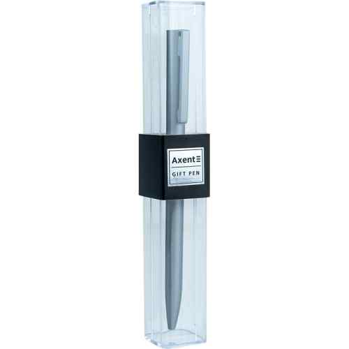 Ручка шариковая поворотный корпус Axent Partner 0.7 мм, металлическая серебристая, пишет синим-фото2