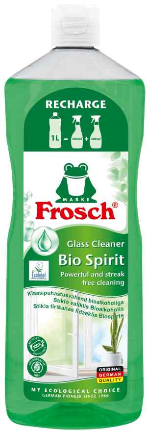 Средство для мытья стекол и зеркал Frosch Bio Spirit со cпиртом 1 л.  - фото 1