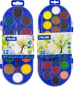 Краски акварельные Milan, 22 цвета, с кисточкой - фото 1