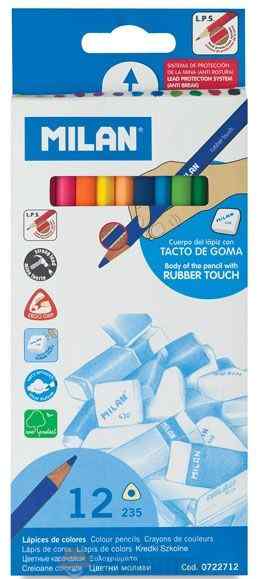 Карандаши цветные Milan Rubber Touch, в упаковке 12 цветов - фото 1