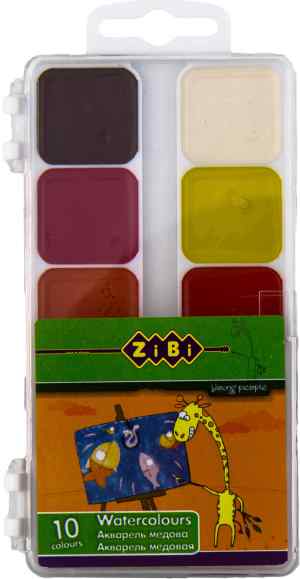 Фарби акварельні Zibi, 10 кольорів, пластиковий пенал - фото 1