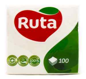Серветки столові Ruta, 33 х 33 одношарові, білі, 100 штук - фото 1