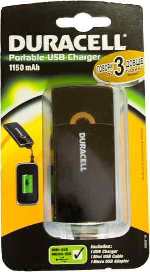 Портативный USB зарядный прибор Duracell PPS2, 1150 mAh - фото 1