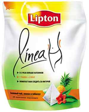 Чай зеленый Lipton Linea в пирамидках, ананас и гибискус - фото 1