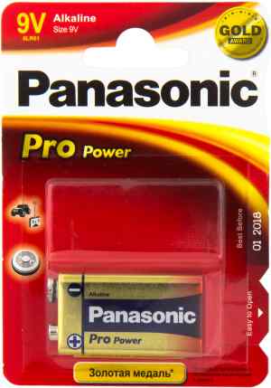 Батарейка Panasonic Pro Power – тип 6F22/6LR61, крона, лужна  1 штука - фото 1