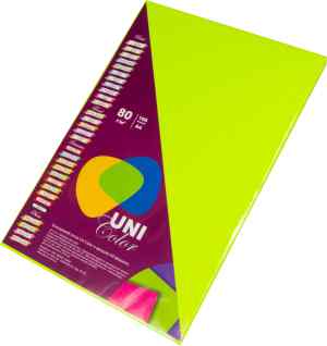 Папір кольоровий Uni Color Neon А4, 80 г/м2, зелений(neon green), 100 арк. - фото 1