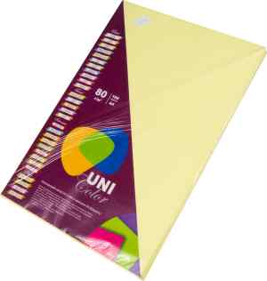 Бумага цветная Uni Color Pastel A4, 80 г/м2, 100 л, желтый(yellow) - фото 1