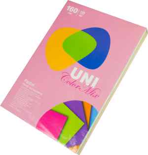 Папір кольоровий Uni Color Pastel Mix А4, 160 г/м2, 5 кольорів, 125 арк. - фото 1