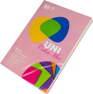 Папір кольоровий Uni Color Pastel Mix А4, 80 г/м2, 5 кольорів, 250 арк. - фото 1