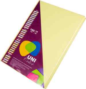 Бумага цветная Uni Color Pastel A4, 160 г/м2, 100 л, желтый(yellow) - фото 1