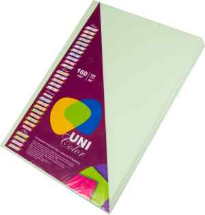 Бумага цветная Uni Color Pastel A4, 160 г/м2, 100 л, светло зеленый(green) - фото 1