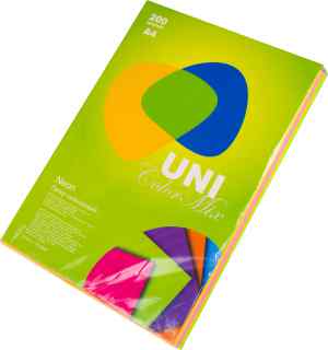 Бумага цветная Uni Color Neon Mix А4, 80 г/м2, 200 л, 4 цвета - фото 1