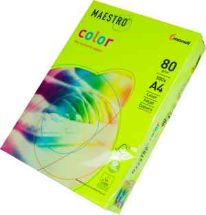 Папір кольоровий Maestro Color Neon А4, 80 г/м2, зелений( neon green) NEOGR, 500 арк. - фото 1