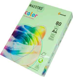 Папір кольоровий Maestro Color Pastel А4, 80 г/м2, зелений(medium green) MG28, 500 арк. - фото 1