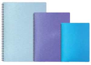 Блокнот А4, спіраль збоку, 80 аркушів, Metallic, пластикова обкладинка, синій - фото 1