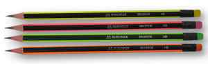 Олівець графітовий НВ, з гумкою, Buromax 8508 Neon, тригранний, асорті - фото 1