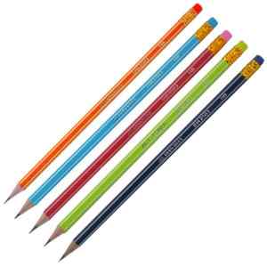 Олівець графітовий НВ, з гумкою, Buromax 8503, асорті - фото 1