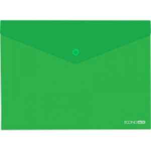 Папка-конверт на кнопці А4 Economix, фактура діагональ, непрозора, зелена - фото 1