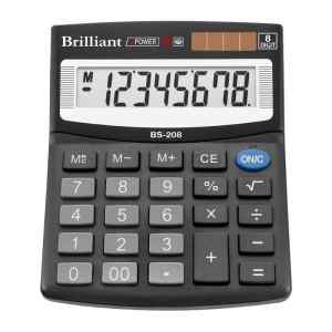 Калькулятор Brilliant BS-208, 100 x 124 x3 3 мм, 8 разрядный, 2 источника питания	  - фото 1