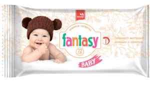 Серветки вологі Fantasy Baby, в упаковці 72 штук, з клапаном, ромашка та обліпиха - фото 1