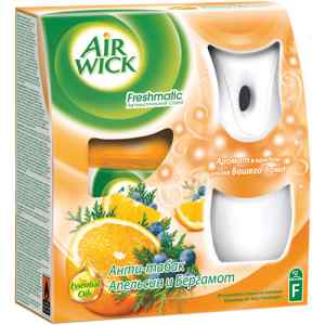 Автоматический спрей освежитель воздуха Air Wick Freshmatic, антитабак (апельсин и бергамот), диспенсер+балон, 250 мл - фото 1