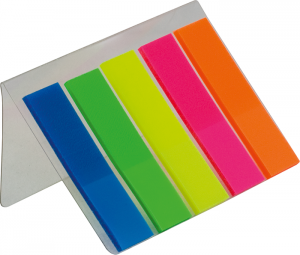 Стикер-закладки полипропиленовые с клейким слоем Buromax, 4 цвета х 50 шт, с клейким слоем, 12 мм х 45 мм, 5 цв х 25 шт	. - фото 1