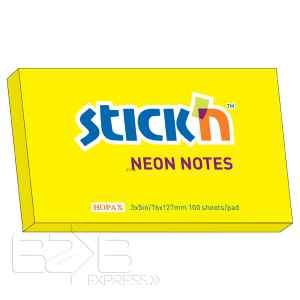 Блок стікерів, 76х127 мм, 100 арк, Stick'n, неонові жовті - фото 1
