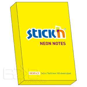 Блок стікерів, 51х76 мм, 100 арк, Stick'n, неонові жовті - фото 1