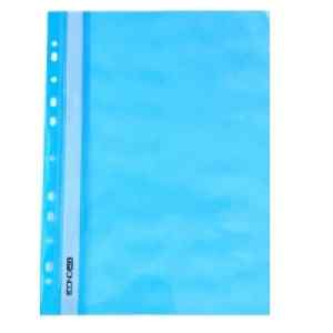 Скоросшиватель пластиковый с перфорацией Economix А4 прозрачная верхняя обложка, голубой - фото 1