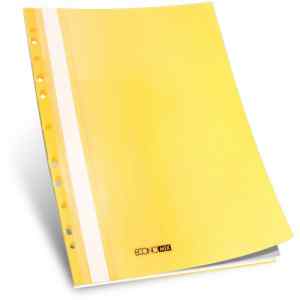 Скоросшиватель А4, Economix с перфорацией прозрачная верхняя обложка, желтый - фото 1