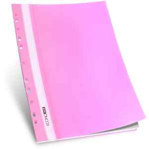 Скоросшиватель А4, Economix с перфорацией прозрачная верхняя обложка, розовый - фото 1