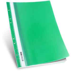 Скоросшиватель А4, Economix с перфорацией прозрачная верхняя обложка, зеленый - фото 1