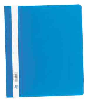 Скоросшиватель пластиковый без перфорации Buromax А5 прозрачная верхняя обложка, голубой - фото 1