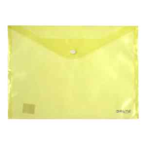 Папка-конверт на кнопке Delta А4, полупрозрачная, желтая - фото 1