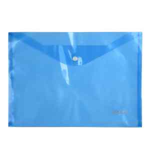 Папка-конверт на кнопці А4 Delta, полупрозора, синя - фото 1